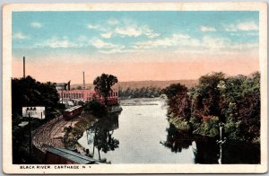 Black River Carthage New York NY Railway Along the River Postcard