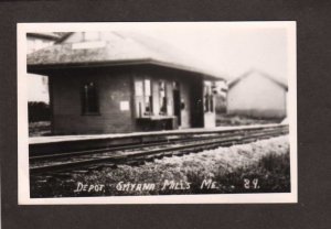 ME Railroad train Station Depot Smyrna Mills Maine RPPC Fuzzy Real Photo Repro