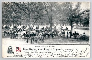 Springfield IL Camp Lincoln National Guard Horse Artillery Illinois Postcard W25