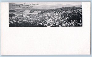 Saranac Lake New York Postcard Greetings Adirondack Mountains Aerial View 1900