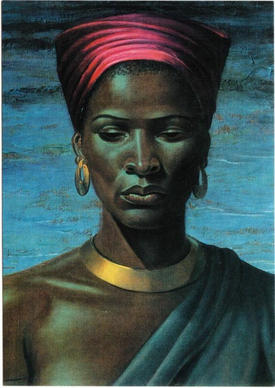Zulu Girl by Vladimir Tretchikoff African Art Postcard