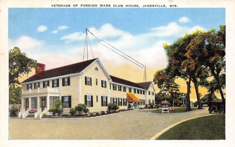 Janesville Wisconsin~Veterans of Foreign Wars Club House~Antenna? on Roof~1940s