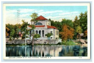 1929 Sheldon Library Of St. Paul's School Concord New Hampshire NH Postcard 