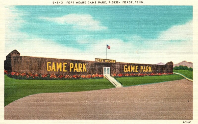 Vintage Postcard 1930's View of Fort Weare Game Park Pigeon Forge Tennessee TN 