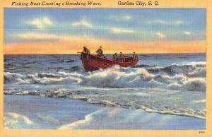 Garden City South Carolina Fishing Boat Scene Antique Postcard K54492