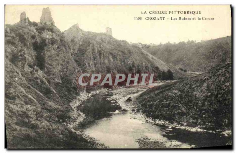 Old Postcard Crozant Ruins and Creuse