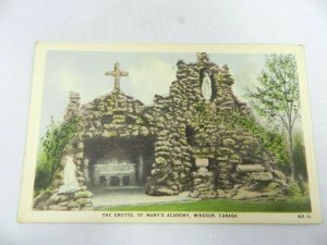 Vintage Postcard Windsor Ontario ON The Grotto at St. Mary's Academy Unused