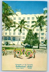 1960 Miami Florida FL Vintage Postcard Oceanside Netherland Hotel Beach Building