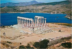 Postcard Modern Athens Sounion Temple of Poseidon Greece