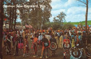 Chippewa Indians Pow-Wow, Hayward, Wisconsin Historyland c1960s Vintage Postcard