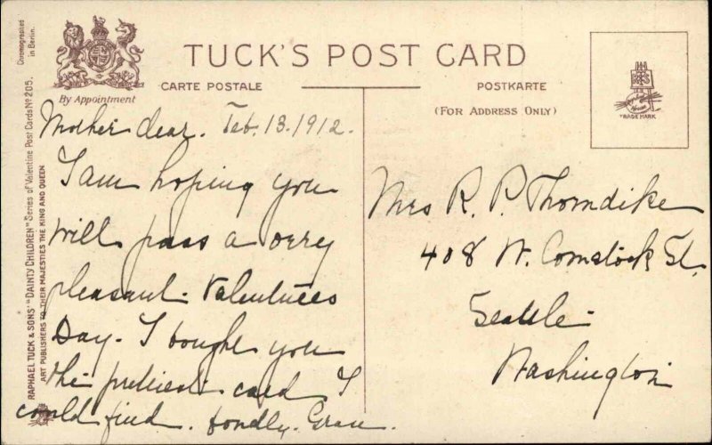 Tuck 205 Dainty Children Dutch Valentine - Brundage? C1910 Postcard