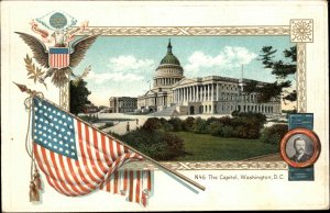 Washington D.C. The Capitol Theodore Roosevelt Patriotic c1910 Postcard