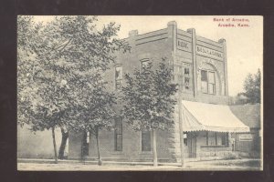 ARCADIA KANSAS DOWNTOWN BANK OF ARCADIA VINTAGE ADVERTISING POSTCARD