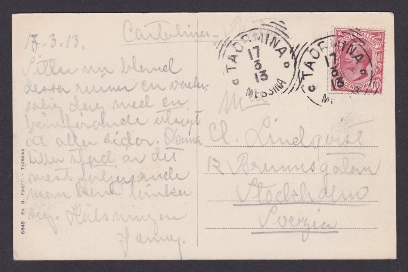 ITALY, Vintge postcard, Taormina, Greek Theater with Etna
