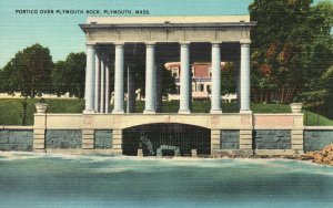 Portico Over Plymouth Rock Plymouth Massachusetts MA Vintage Postcard 1930's