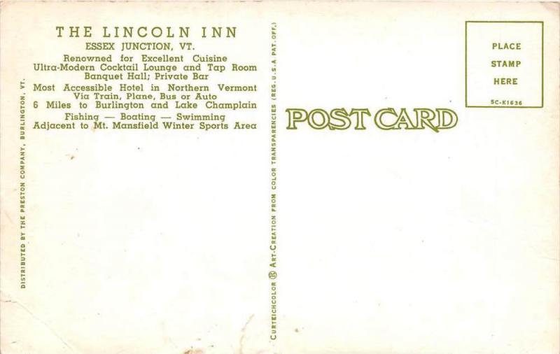 Vermont Essex Junction    The Lincoln Inn Restaurant