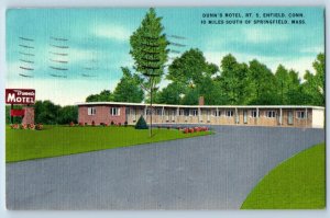 Enfield Connecticut CT Postcard Dunn Motel Exterior View Building 1957 Vintage