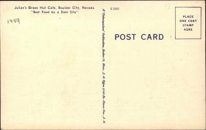 Boulder City Nevada NV Julian's Green Hut Caf� Art Deco NICE LINEN Postcard