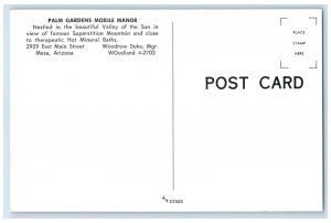 c1950's View Of Palm Gardens Mobile Manor Mesa Arizona AZ Vintage Postcard