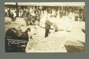 Lansing IOWA RP c1910 CROWNING OF CARNIVAL QUEEN Main Street nr Waukon CROWD!