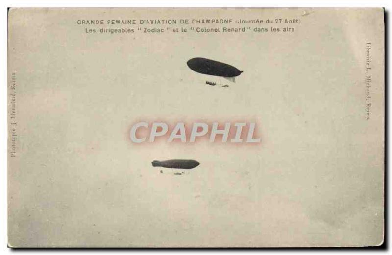 Old Postcard Jet Aviation Airship Zeppelin Great Week & # 39aviation Champagn...