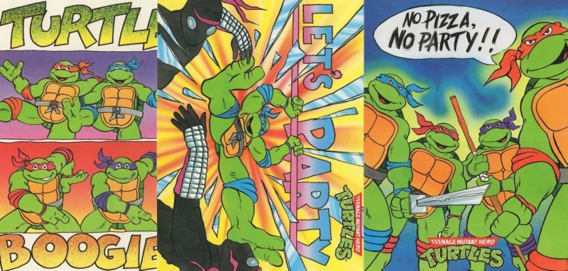 Teenage Mutant Ninja Turtles Party Pizza 3x Postcard s