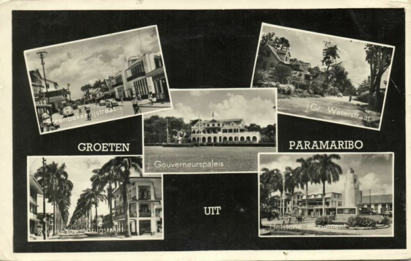 suriname, PARAMARIBO, Multiview, Waterkant- & Steenbakkerijstraat (1957) RPPC