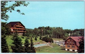 STE. ADELE, QUEBEC Canada  Roadside SUN VALLEY HOTEL SUISSE  Pool 1960s Postcard