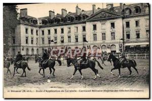 Old Postcard Saumur Horse Equestrian School & # 39application military cavalr...