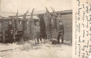 Three Days Hunt Iogatic Camp near Hayward, WI Deer Hunters 1908 Vintage Postcard