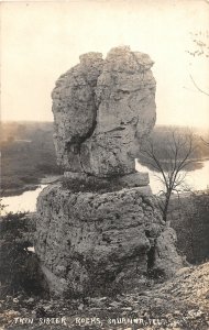 J7/ Savanna Illinois RPPC Postcard c1920s Twin Sister Rocks Geology191