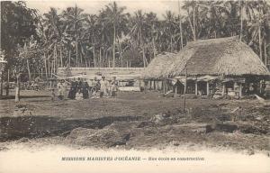 Oceania catholic missions construction of a school in Pacific Islands