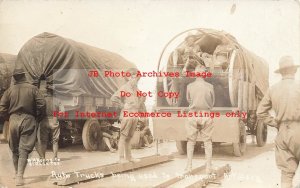 Mexico Border War, RPPC, US Army Auto Trucks Used to Transport Artillery, Horne