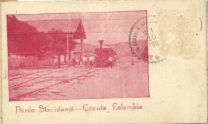 colombia, CUCUTA, Norda Stacidomo, Railway Station, Steam Train (1911) Postcard