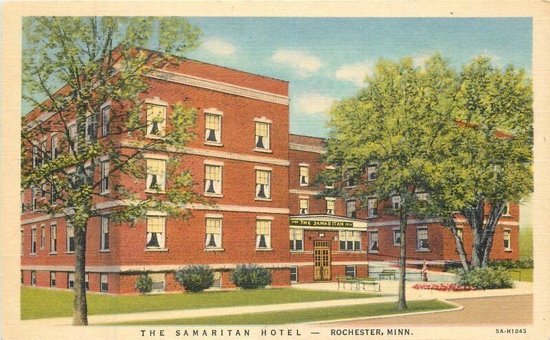 Minnesota Rochester Samaritan Hotel roadside Teich linen Postcard 22-6011