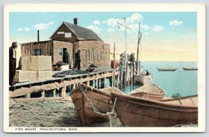 Provincetown Massachusetts~Fish Wharf~Nets on Dock~Boats~Old Coot~1920s 