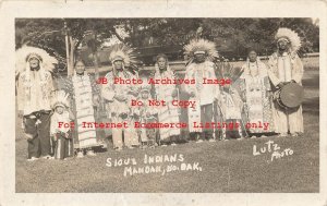 Native American Sioux Indians, RPPC, Mandan North Dakota, Lutz Photo