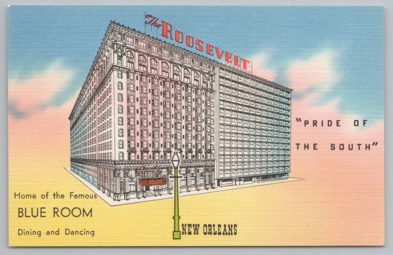 Hotel & Resort~Roosevelt Hotel Home Blue Room New Orleans~Vintage Postcard 