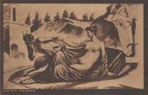 Casa Vetti Ermafrodite Nude Woman Satan Devil Man Painting Italy Postcard