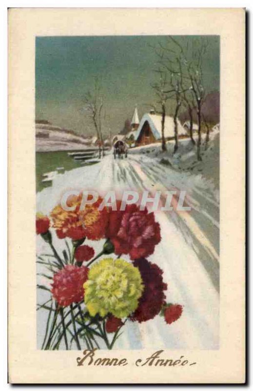 Old Postcard Fantasy Flowers Good snow years