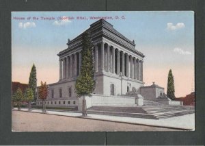 Ca 1910 Post Card Wash DC House Of The Scottish Rite Temple (Masonic?)