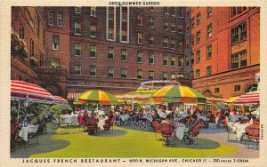 Chicago Illinois 1940s Postcard Jacques French Restaurant Outdoor Patio