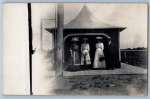 RPPC Photo Postcard Women With Fashion Hats Pavilion 1911 Posted Antique