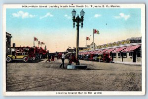 Tijuana Baja California Mexico Postcard Main Street Looking North c1930's