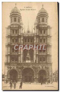 Old Postcard Dijon church Saint Michel