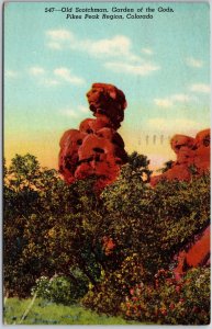 Colorado CO, 1955 Old Scotchman, Garden of the Gods, Pikes Peak Region, Postcard