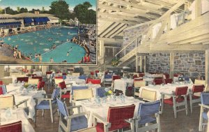 MANHASSET, LI New York NY ~ VILLAGE BATH CLUB~H Hermansen  POOL~Dining  Postcard