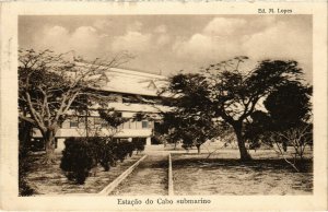 PC CPA ANGOLA, S. THOMÉ, ESTACAO DO CABO SUBMARINO, VINTAGE POSTCARD (b20870)