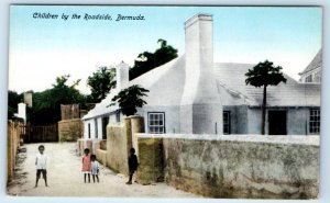 BERMUDA Children by the Roadside Postcard