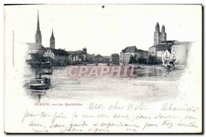 Old Postcard Switzerland Zurich von der Quaibrücke